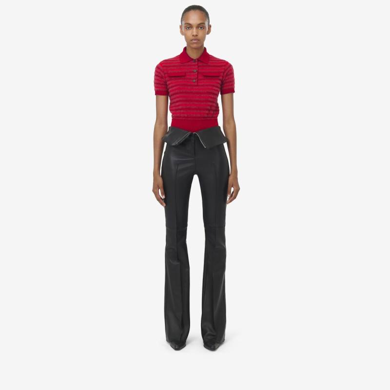 ALEXANDER MCQUEEN - Fold Over Waist Leather Trousers - Item 817911Q5ANU1000